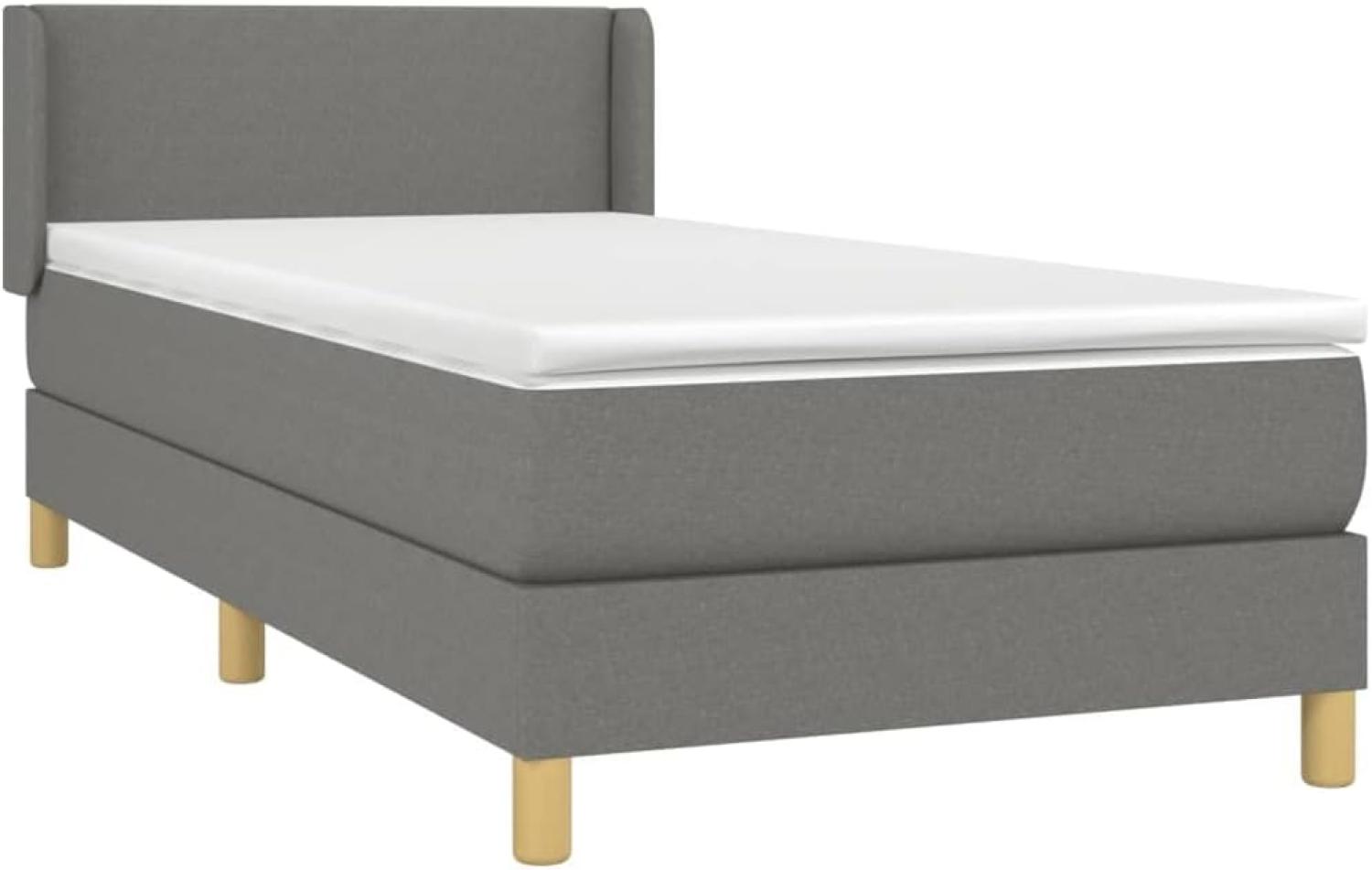 vidaXL Boxspringbett mit Matratze Dunkelgrau 90x190 cm Stoff Bild 1