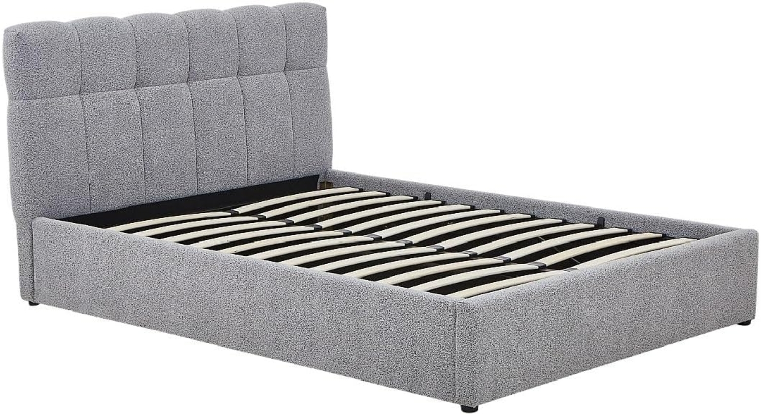 Vente-unique - Bett mit Bettkasten - 160x200 cm - Bouclé-Stoff - Grau - MAZIRI Bild 1