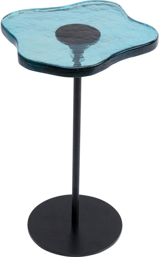 Kare Design Beistelltisch Lava Blau, Schwarz/Blau, 30cm Durchmesser, Couchtisch, Wohnzimmertisch, Glas Tischplatte, Stahlfuß, 50 x 30 x 30 cm (H/B/T) Bild 1