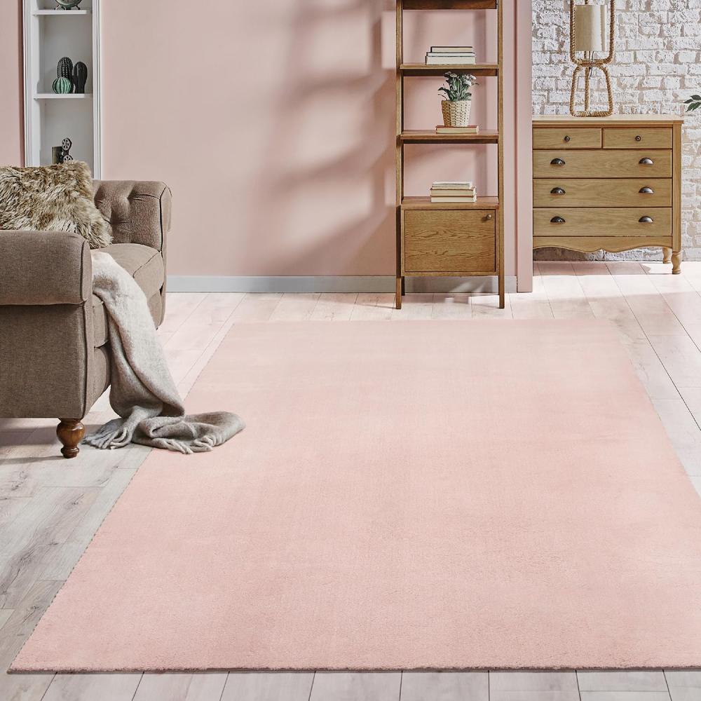 the carpet Relax kuscheliger Kurzflor Teppich, Anti-Rutsch Unterseite, Waschbar bis 30 Grad, Super Soft, Felloptik, Blush, 120 x 160 cm Bild 1