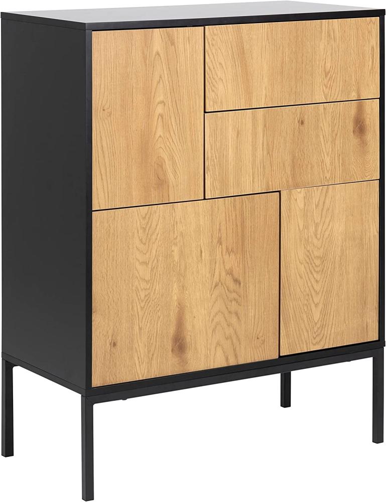 Highboard 'SEAFORD', Wildeiche Look Metall mattschwarz, 3-türig Bild 1