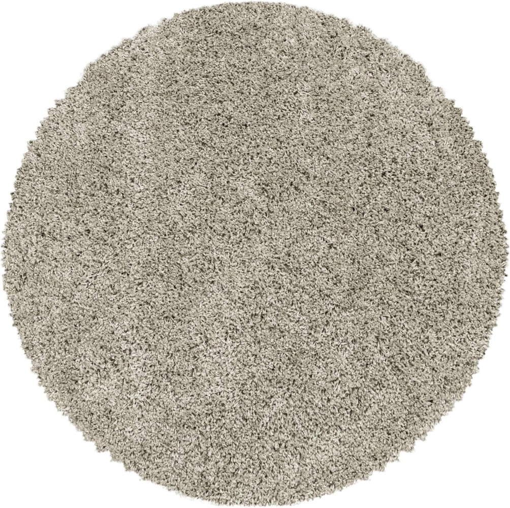 Carpetsale24 Shaggy Hochflor Teppich Wohnzimmer 120 cm Rund Natur - Modern Flauschiger Teppich Extra Weich, Pflegeleicht und Einfarbig - Ideal als Teppich für Schlafzimmer, Esszimmer und Küche Bild 1