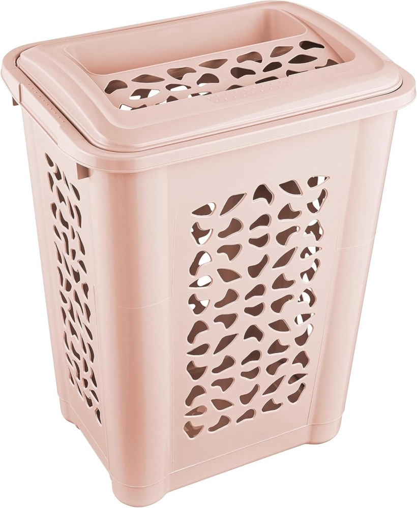 keeeper Wäschebox mit Einwurfschlitz und aufklappbarem Deckel, Luftdurchlässig, 60 l, Per, Nordic Pink Bild 1