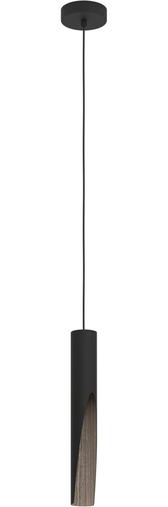 EGLO LED Hängelampe Barbotto, Pendelleuchte über Esstisch mit indirekter Beleuchtung, Hängeleuchte aus Metall in Schwarz und Holz-Optik, GU10-Leuchtmittel, warmweiß, FSC zertifiziert Bild 1