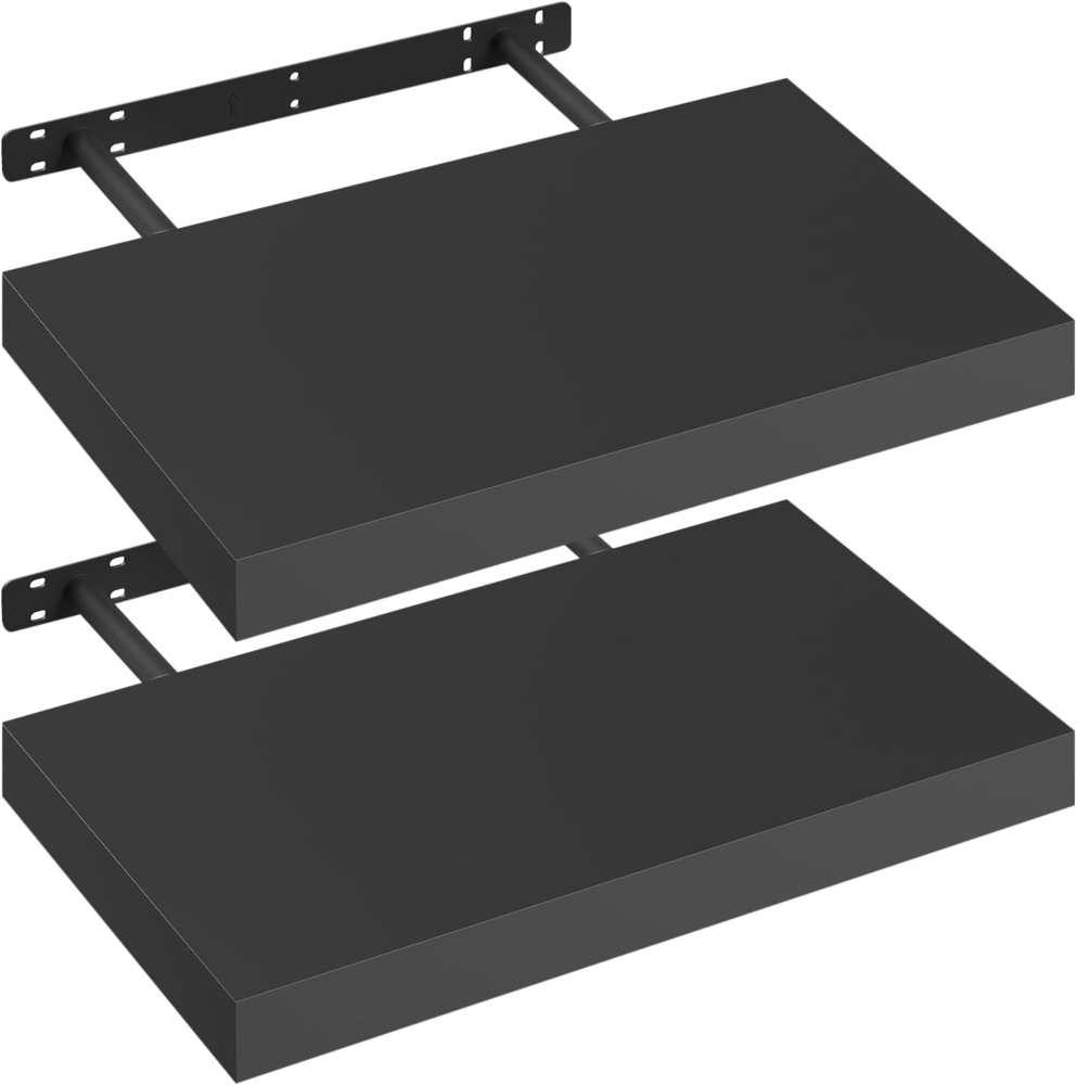 eSituro Wandregal, schwebendes schwarzes Regale für Wandmontage, 2er-Set Schweberegal Hängeregal Wandbrett im Wohnzimmer Schlafzimmer Küche Badezimmer, 30 x 3,8 x 22,9 cm Bild 1