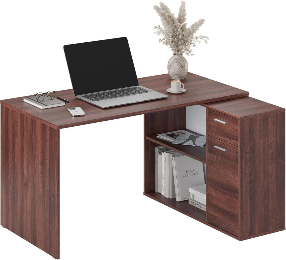 Schreibtisch klein 136 x 101 x 75 cm Eiche braun – Bürotisch Eckschreibtisch RICOO WM083-OW Bild 1