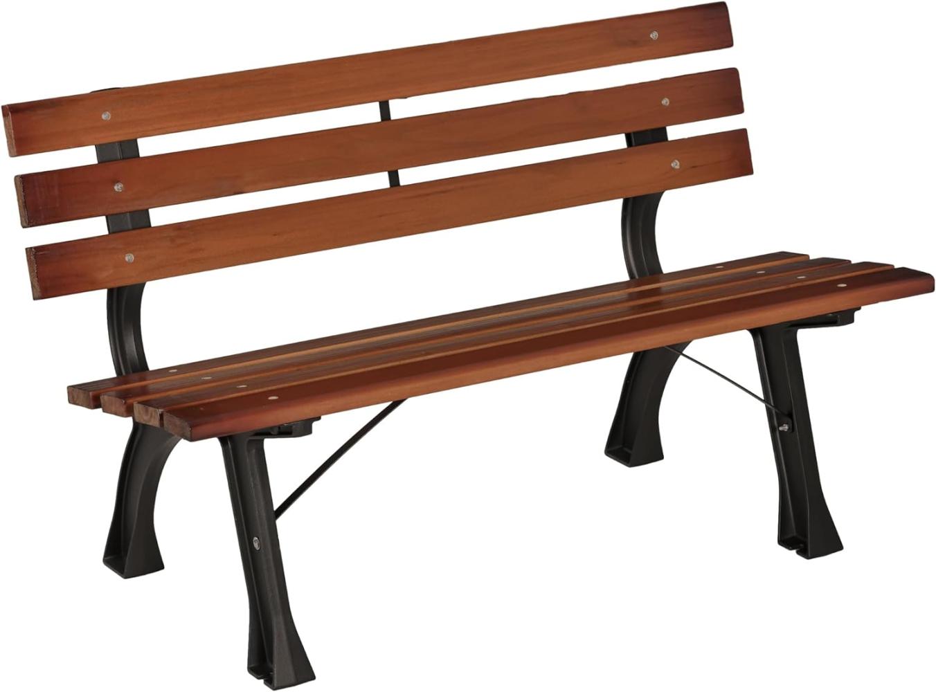 Outsunny Gartenbank 2-Sitzer, Sitzbank, Parkbank mit Rückenlehne, Friesenbank, Holzbank für Garten, Balkon, max. 240 kg, Kaffee, 120 x 57 x 70 cm Bild 1