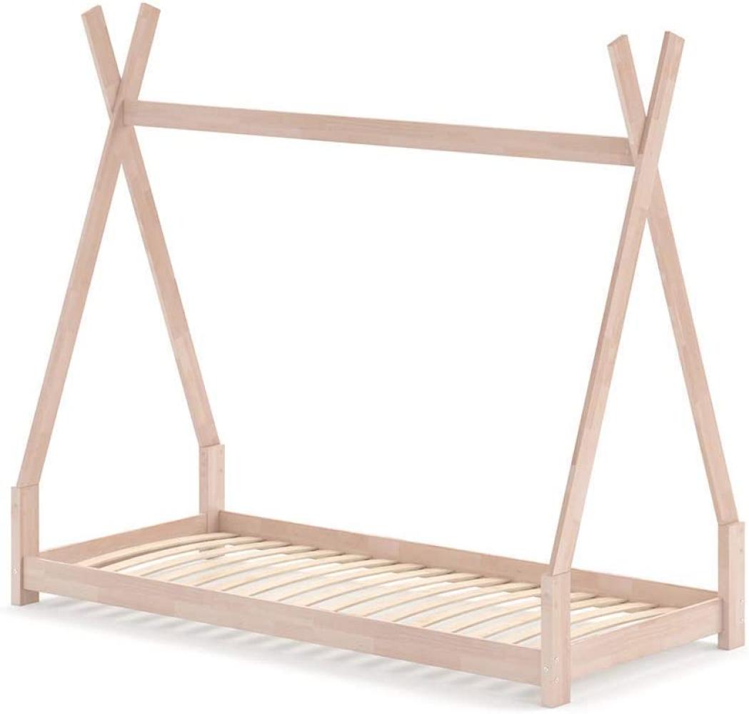 VITALISPA Kinderbett TIPI Hausbett natur Bett Kinderhaus Holz Indianer 90x200 Bild 1