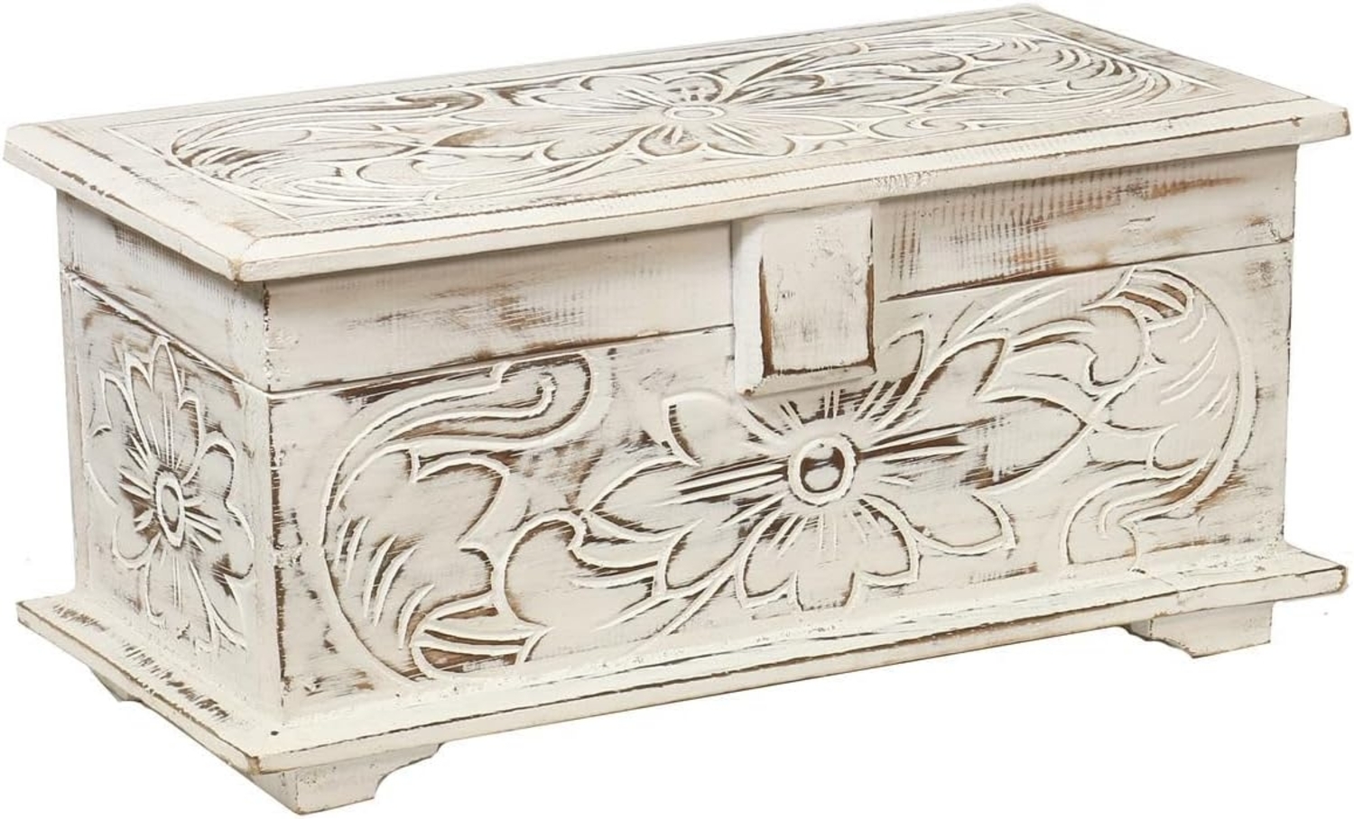 Oriental Galerie Truhe Weiße Truhe Blumen Klein 40 cm Bild 1