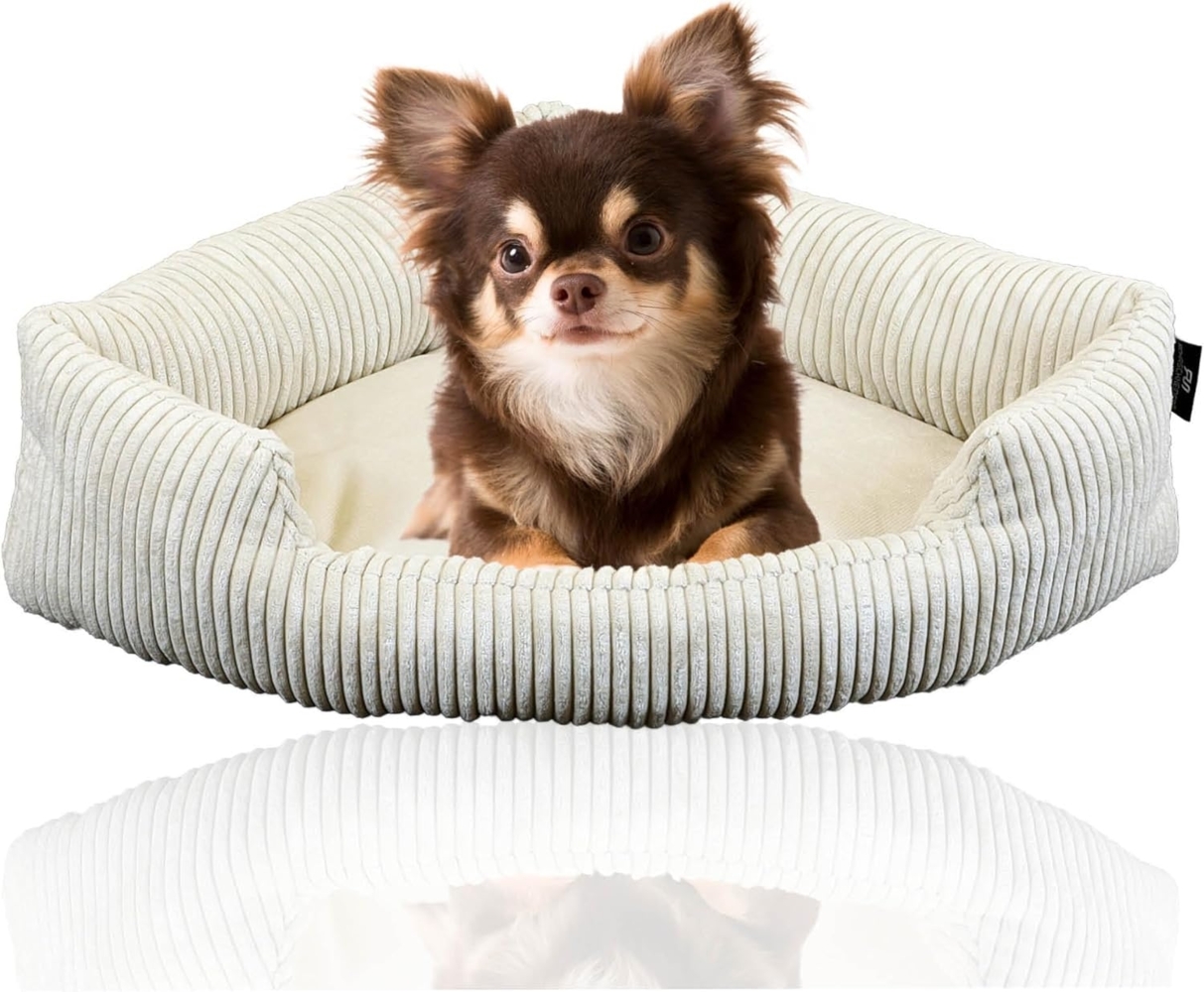 Rohrschneider Tierbett XXL Eck-Hundebett für große Hunde aus Cordstoff, Hundekissen Bild 1