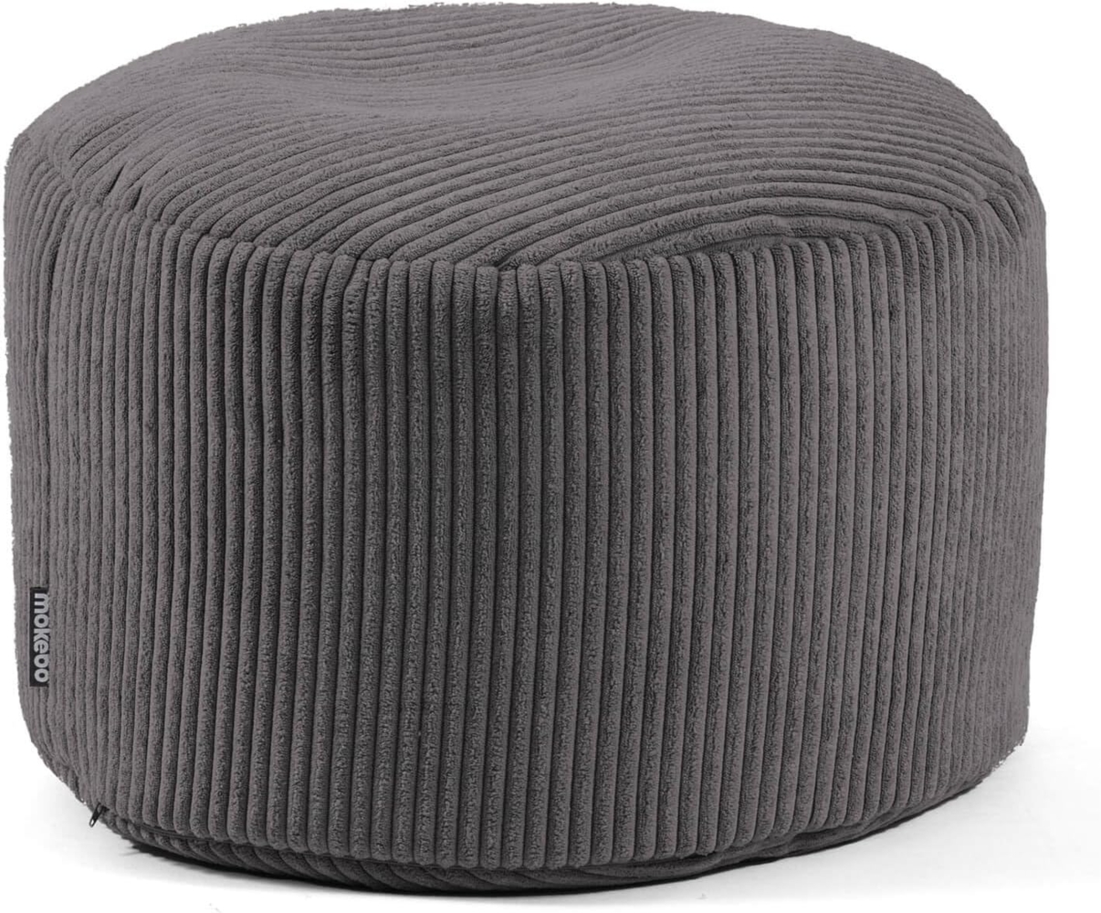 mokebo Pouf Der faule Lenz (aus Cordstoff), Sitzhocker XL, Bodenkissen, Fußhocker, Hocker, Sitzkissen in Anthrazit Bild 1