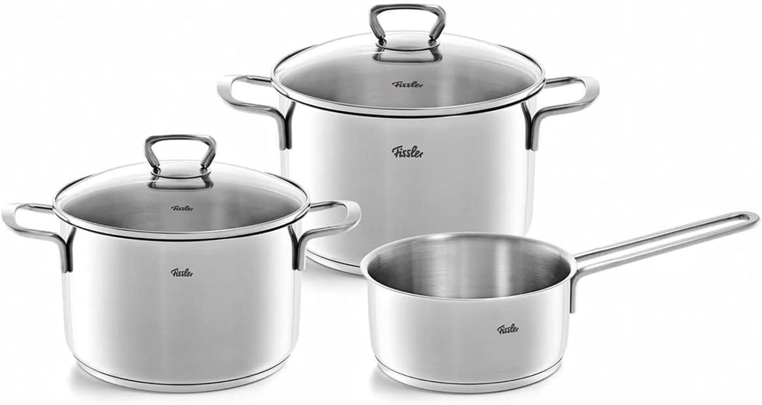 Fissler San Francisco Topf-Set 3-tlg. Induktion mit Glasdeckel Edelstahl Bild 1