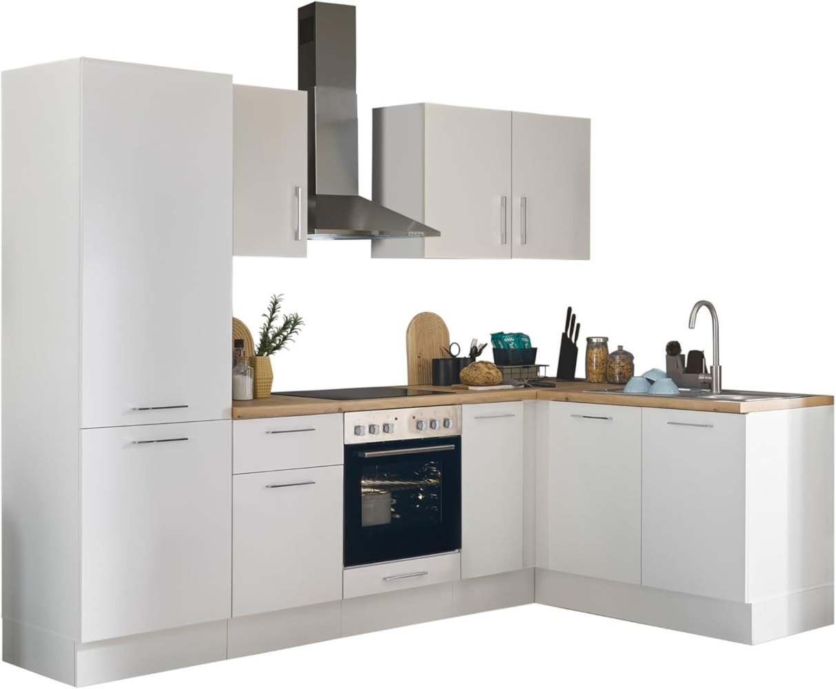 Turin L Eckküche 270 x 211 x 60 cm, weiß - Ohne Küchengeräte - Moderne, geräumige Küche in Artisan-Eiche Optik mit viel Stauraum Bild 1