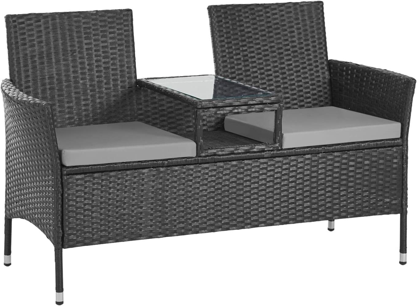 SVITA CHICAGO Rattan-Bank Garten-Bank Lounge Sitzecke Schwarz Bild 1