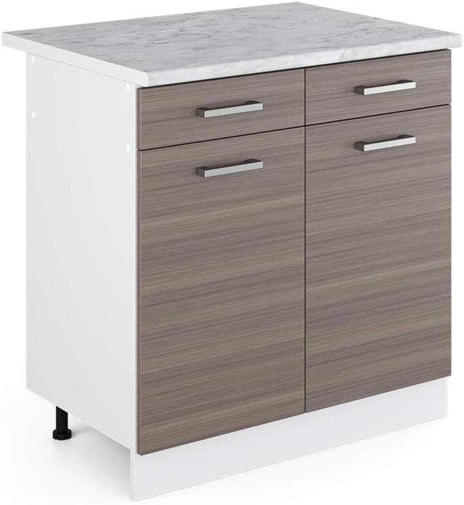 Vicco Küchenschrank R-Line Hängeschrank Unterschrank Küchenzeile Küchenunterschrank Arbeitsplatte, Möbel verfügbar in anthrazit und weiß (edelgrau mit Arbeitsplatte, Schubunterschrank 80 cm) Bild 1