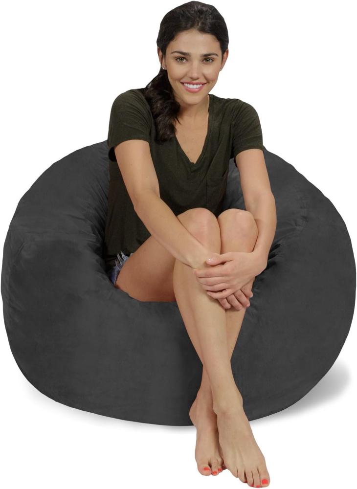 CHILL SACK Bohnenbeutelstuhl: 3' Memory Foam Möbel Sitzsack - großes Sofa mit weichen Microfaser-Cover - Holzkohle Mikro-Wildleder Bild 1