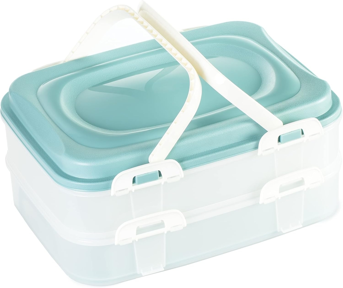 Centi Kuchentransportbox Transportbox für Kuchen und Muffins, 2 Etagen, grün, Kunststoff, (1er-Set), Transportbox für Kuchen & Muffins Bild 1