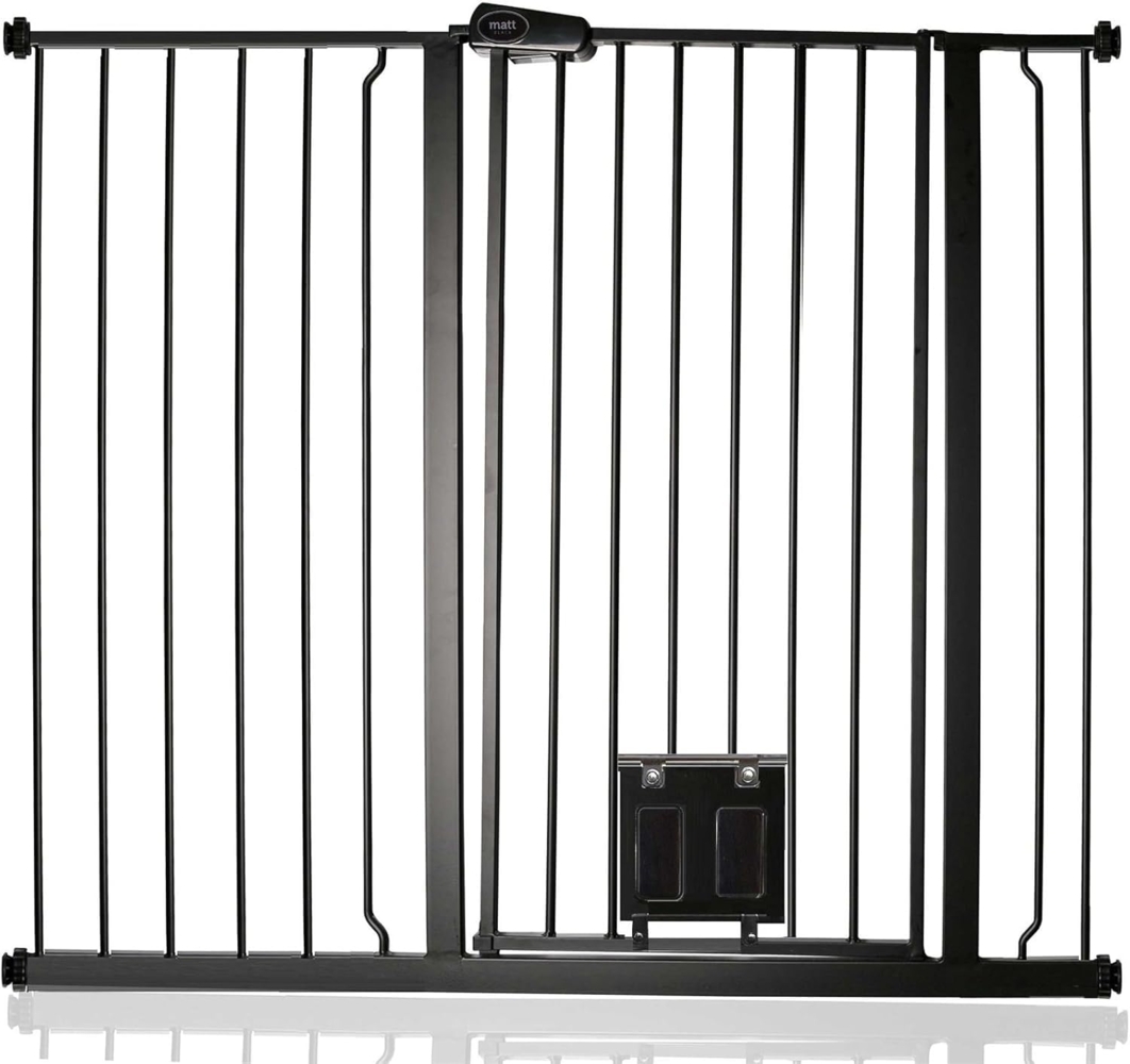 Bettacare Haustier-Tor mit Cat Flap effektive Barriere für Haustiere (113. 8cm - 121. 4cm, Schwarz) Bild 1