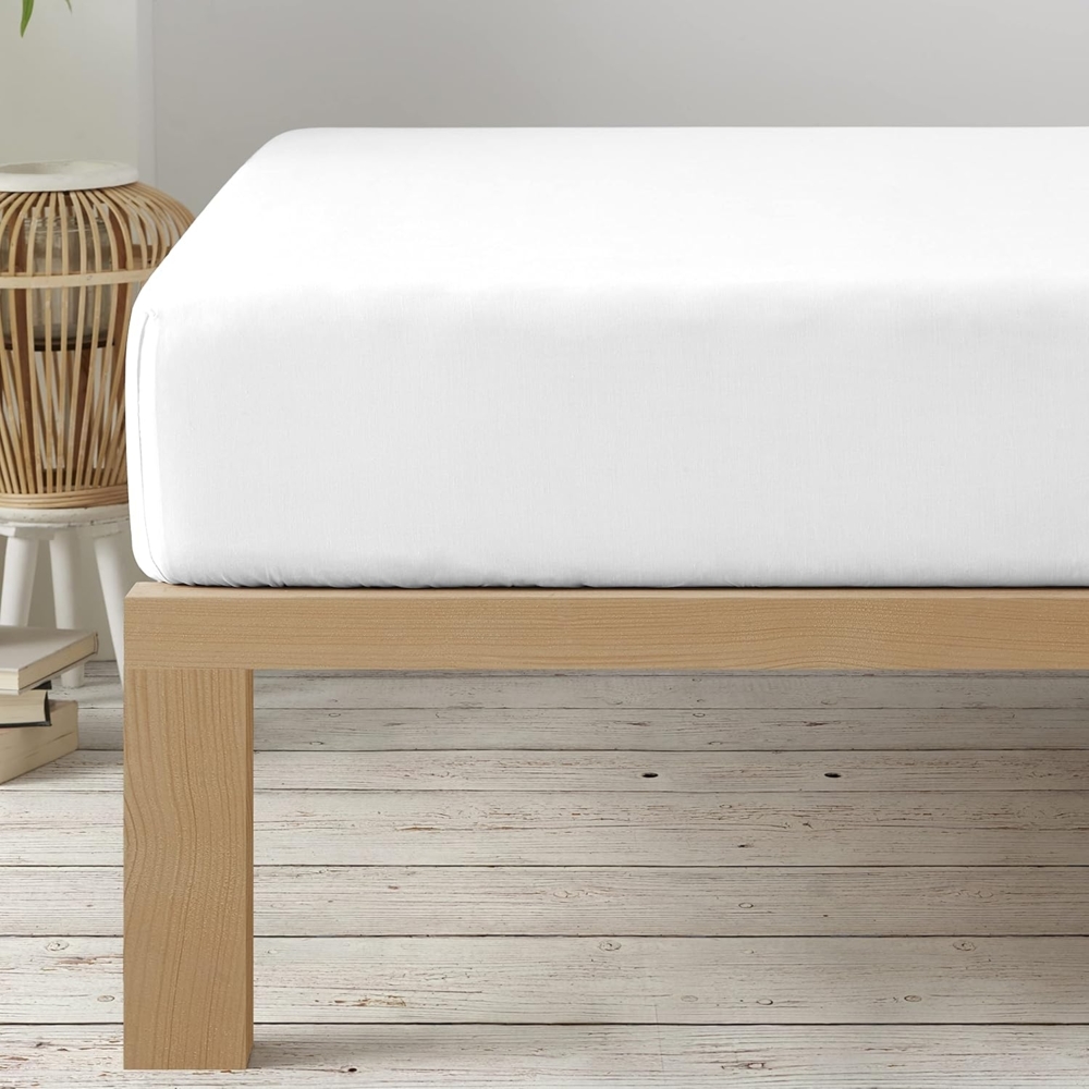 Degrees Home - Collection - Spannbettlaken – 100% Polyester, Hochwertige Mikrofaser, Rundum-Gummizug, Atmungsaktiv & Pflegeleicht, Oeko-Tex Standard -105 x 190 x 33– Weiß Bild 1