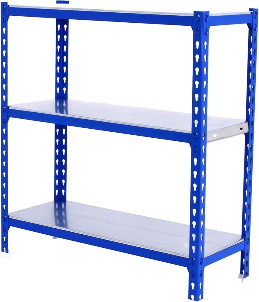 Simonrack Schwerlastregal, Lagerregal, 90 x 110 x 40 cm, Metallregal, Kellerregal, Biegestelle 200 kg, 3 Fachböden, Blau/Verzinkt - Simonclick Bild 1