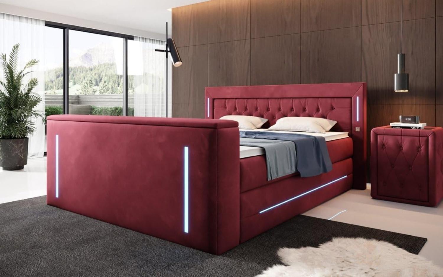 Boxspringbett Divalo mit TV Lift und Stauraum 160x200 Rot H4 Bild 1