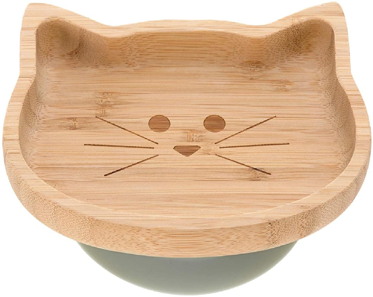 Laessig Little Chums Bamboo Teller Katze Holz natur Bild 1