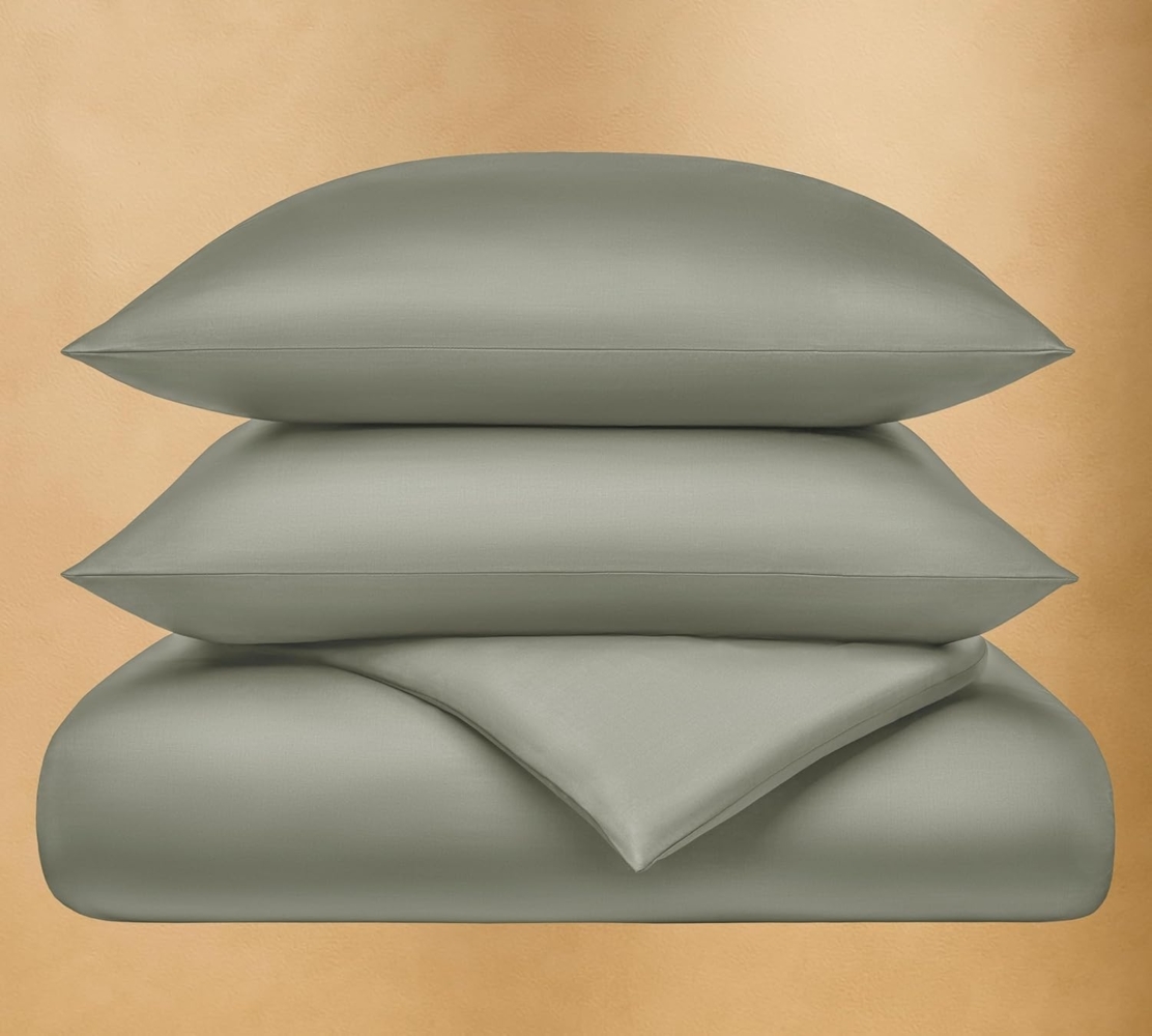 Seralino Bettwäsche Mako Satin Bettwäsche (100% Bio Baumwolle) mit Kissenbezug, 2 teilig, Fairtrade/ GOTS zertifiziert, uni Bettwäsche Set mit Reißverschluss Bild 1