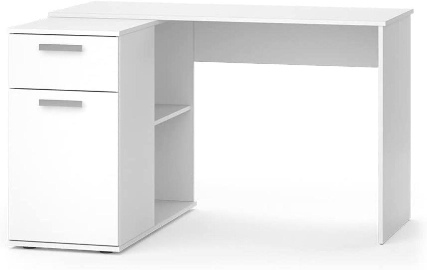 Vicco Schreibtisch Arbeitstisch Bürotisch Mamba Weiß modern 120x75 Arbeitszimmer Homeoffice Computertisch Regalschreibtisch PC-Tisch Büromöbel Schublade Schranktür Regalfach Ablage Aufbewahrung Bild 1