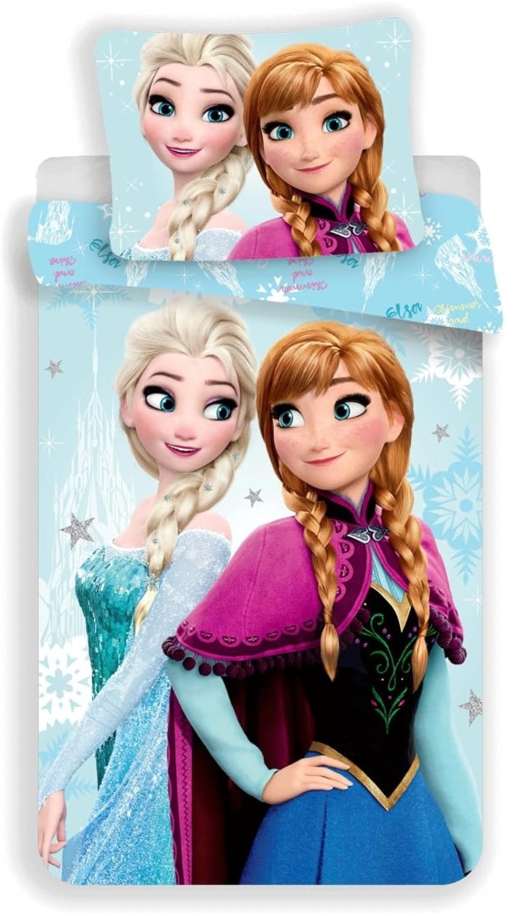 Disney Frozen Kinderbettwäsche Disney Frozen Eiskönigin Anna & Elsa 140x200 cm, 70x90 cm, Baumwolle, 2 teilig Bild 1