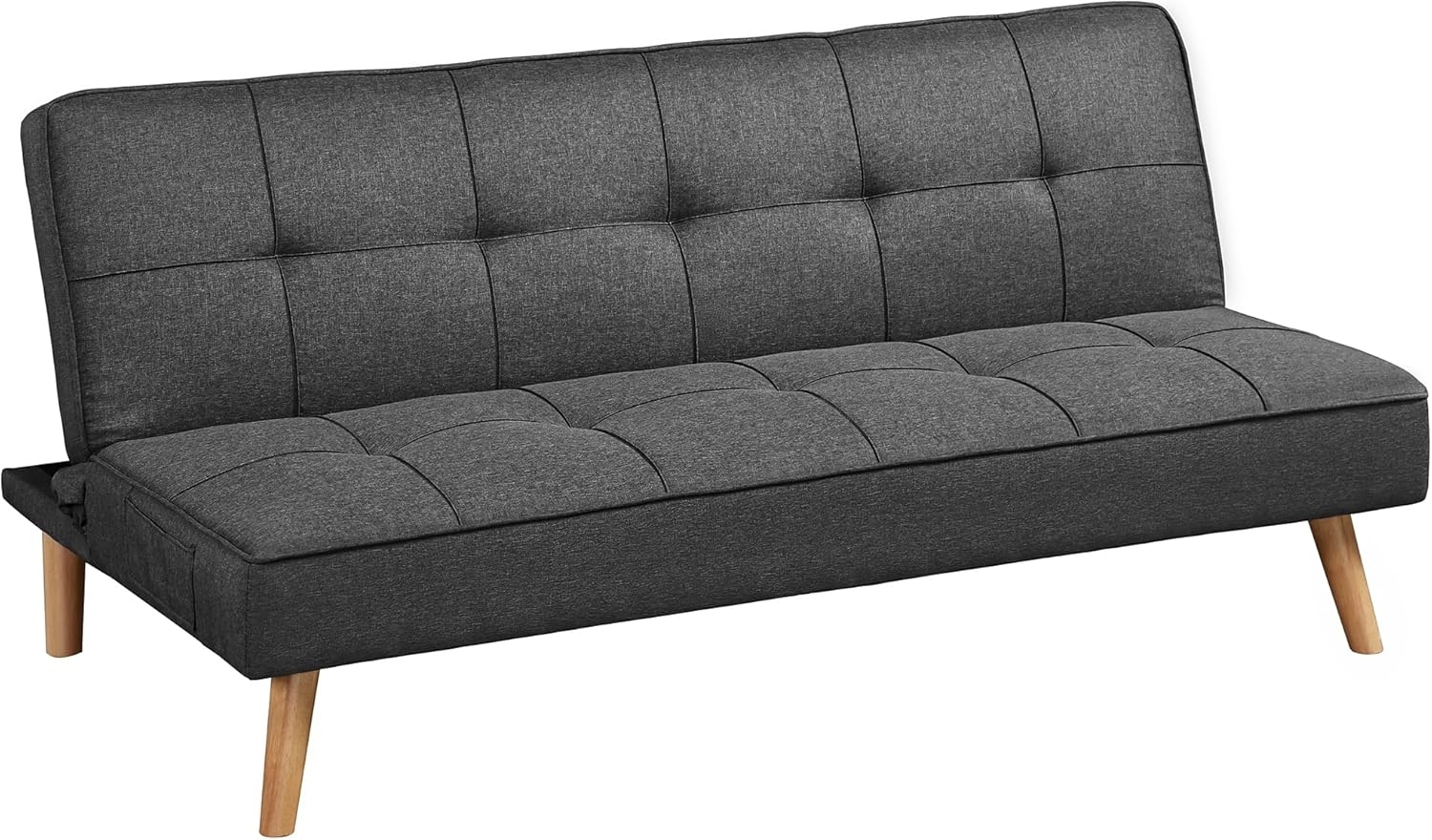 VASAGLE Schlafsofa, Schlafcouch, Bettsofa, Bezug aus Baumwoll-Leinen-Mischgewebe, Holzbeine, 175 x 83 x 76 cm, klappbar, Ausklappsofa, für Wohnheim, kleine Räume, grau LCS701G01 Bild 1