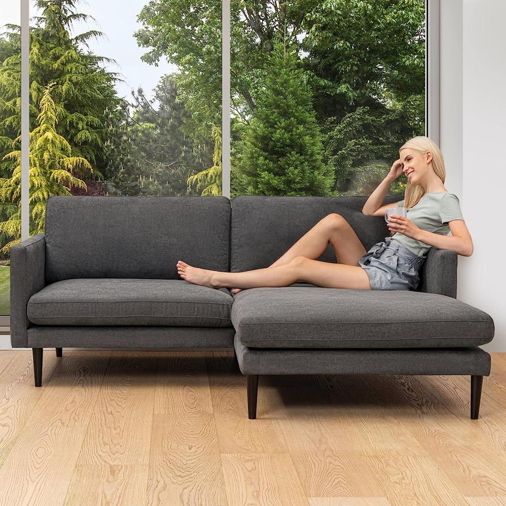 Comooda Tampa Corner, Holz, Grau, Ecksofa Rechts Bild 1
