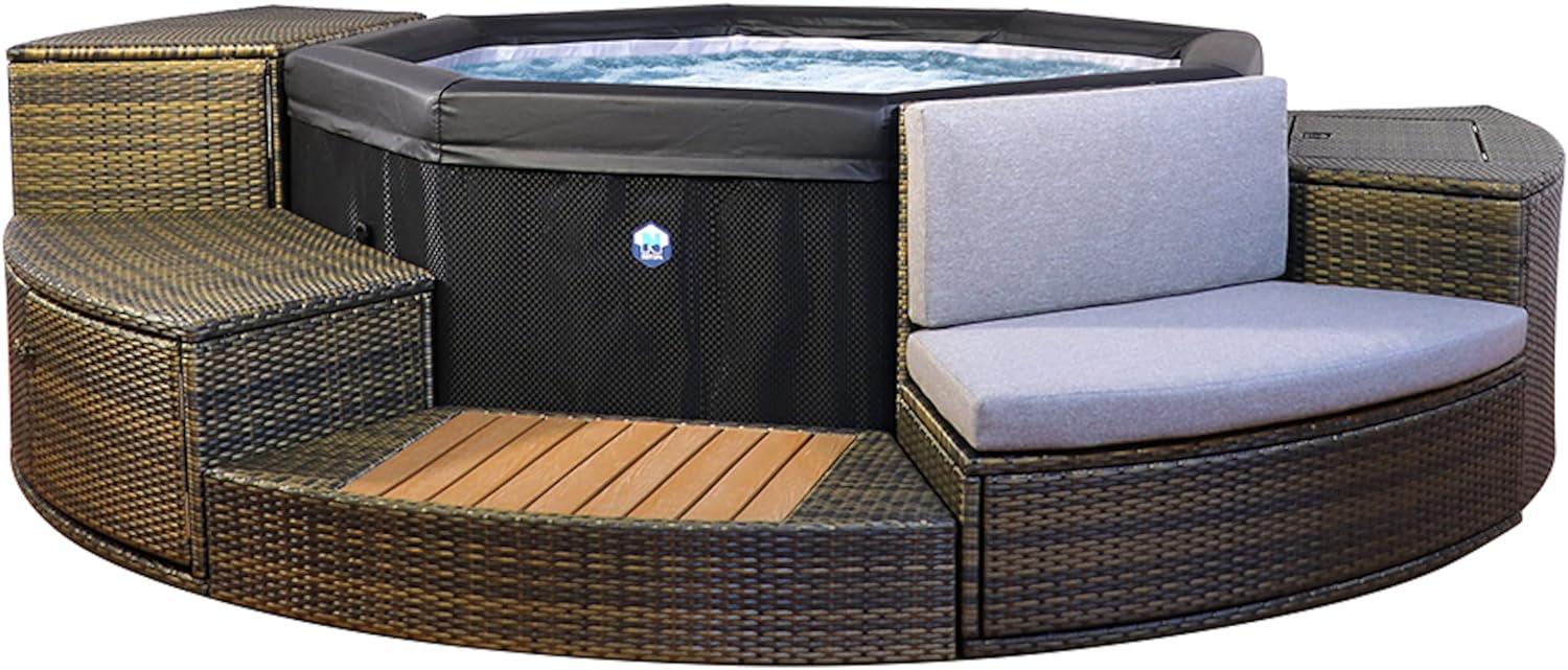 NetSpa Octopus Outdoor Whirlpool halbstarr achteckig für 4-6 Personen inkl. 5 teilige Umrandung Bild 1