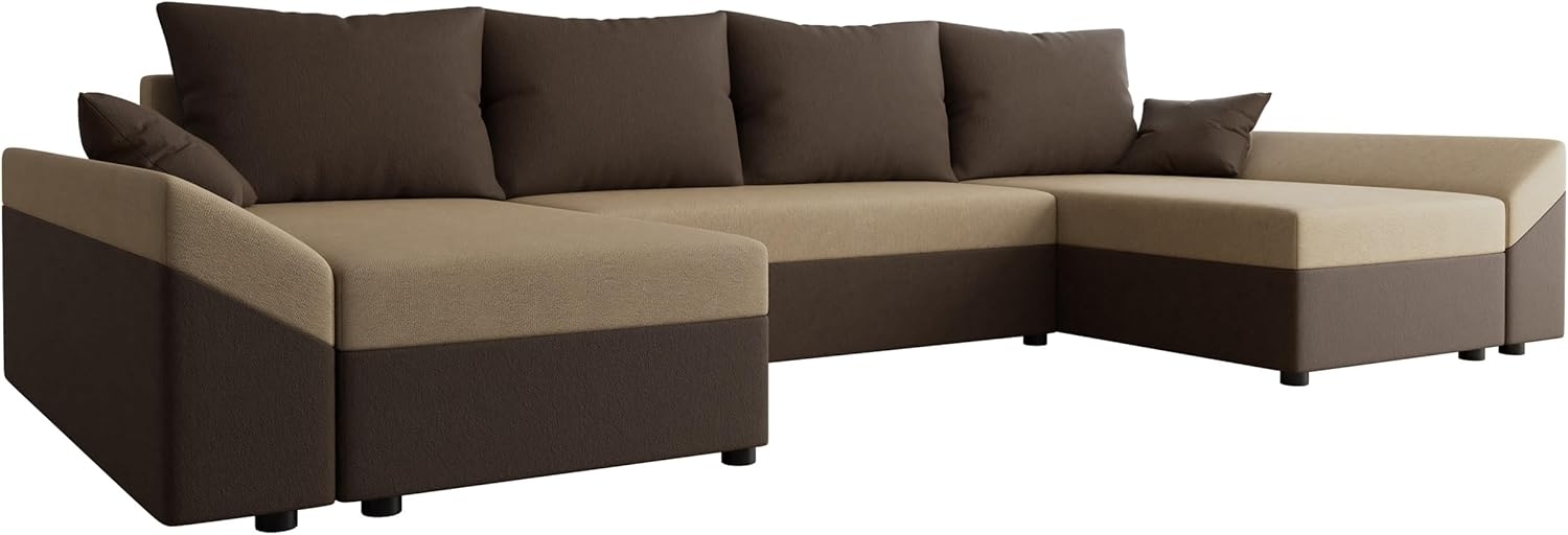 Wohnlandschaft Chione U, Mikrofaser braun/beige, mit Schlaffunktion Bild 1