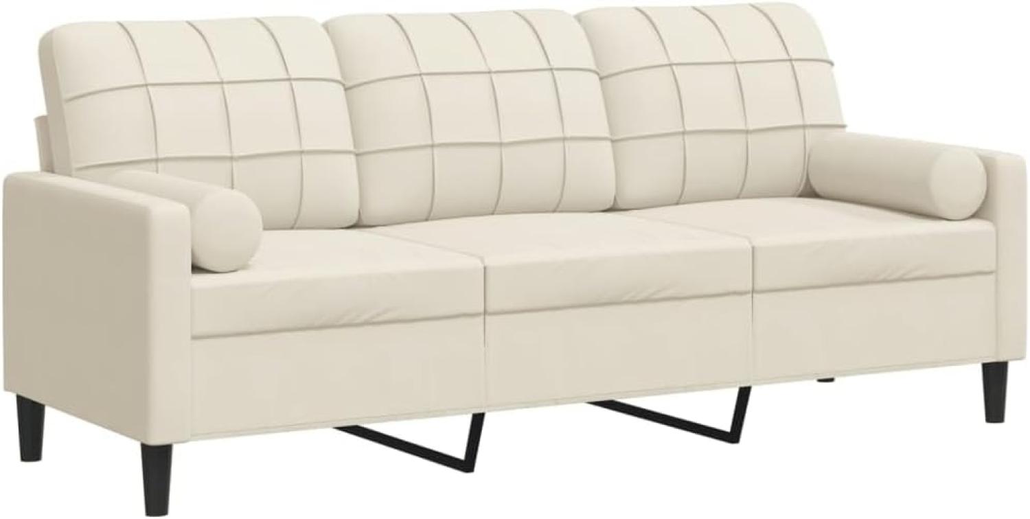 3-Sitzer-Sofa mit Zierkissen Creme 180 cm Samt 3278237 Bild 1