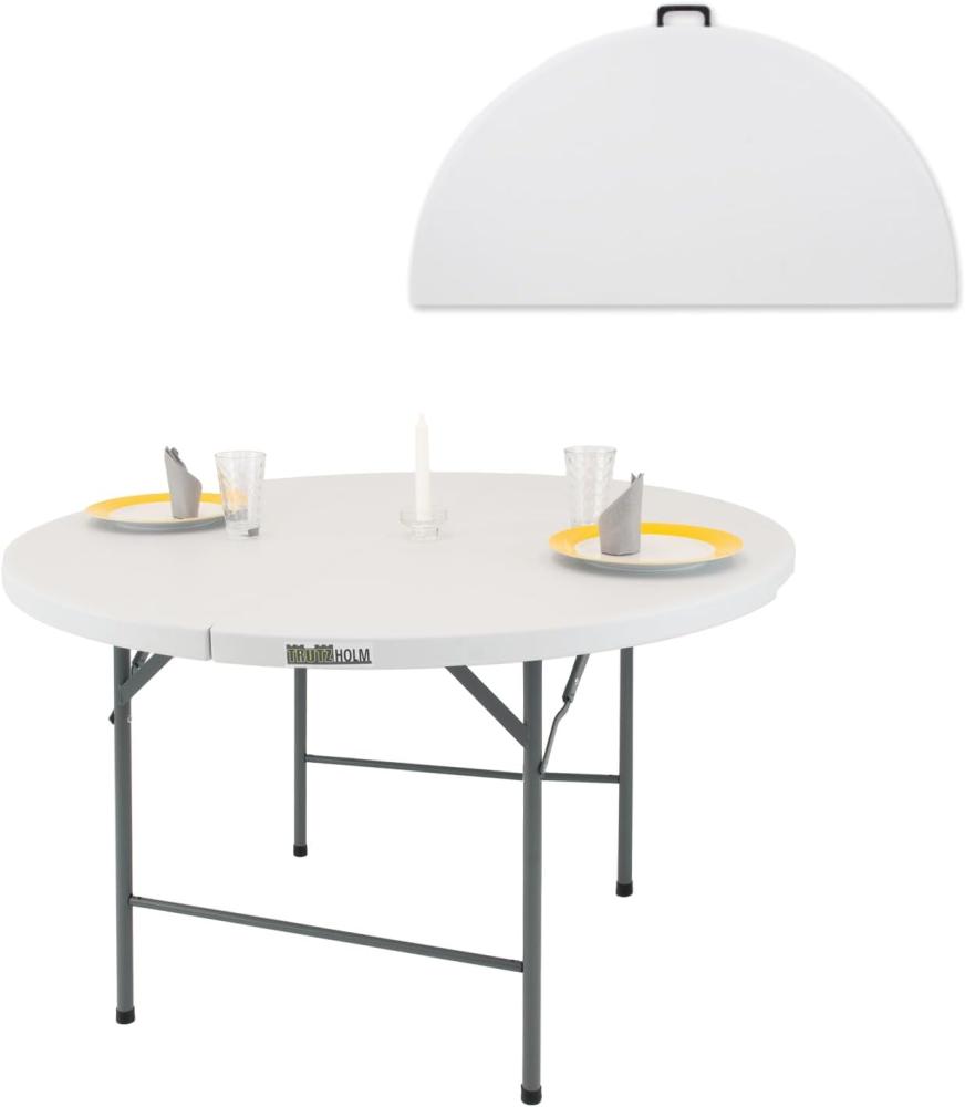 Klapptisch rund Ø 120 cm Höhe 74 cm Kunststoff / Stahl pulverbeschichtet Campingtisch Partytisch Bild 1