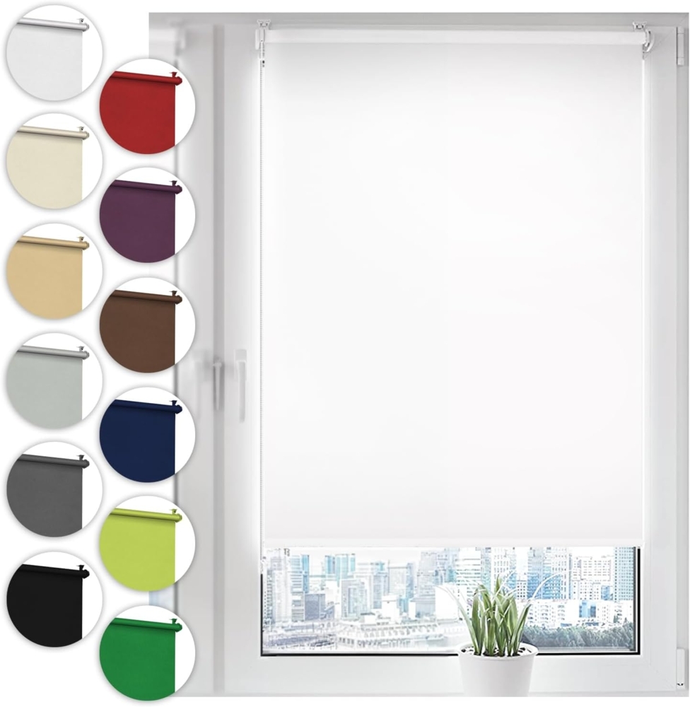 Verdunkelungsrollo Klemmfix ohne Bohren 110x210 cm Weiß Verdunklungsrollo Fensterrollo Rollo Seitenzugrollo Klemmrollo für Fenster & Tür Bild 1