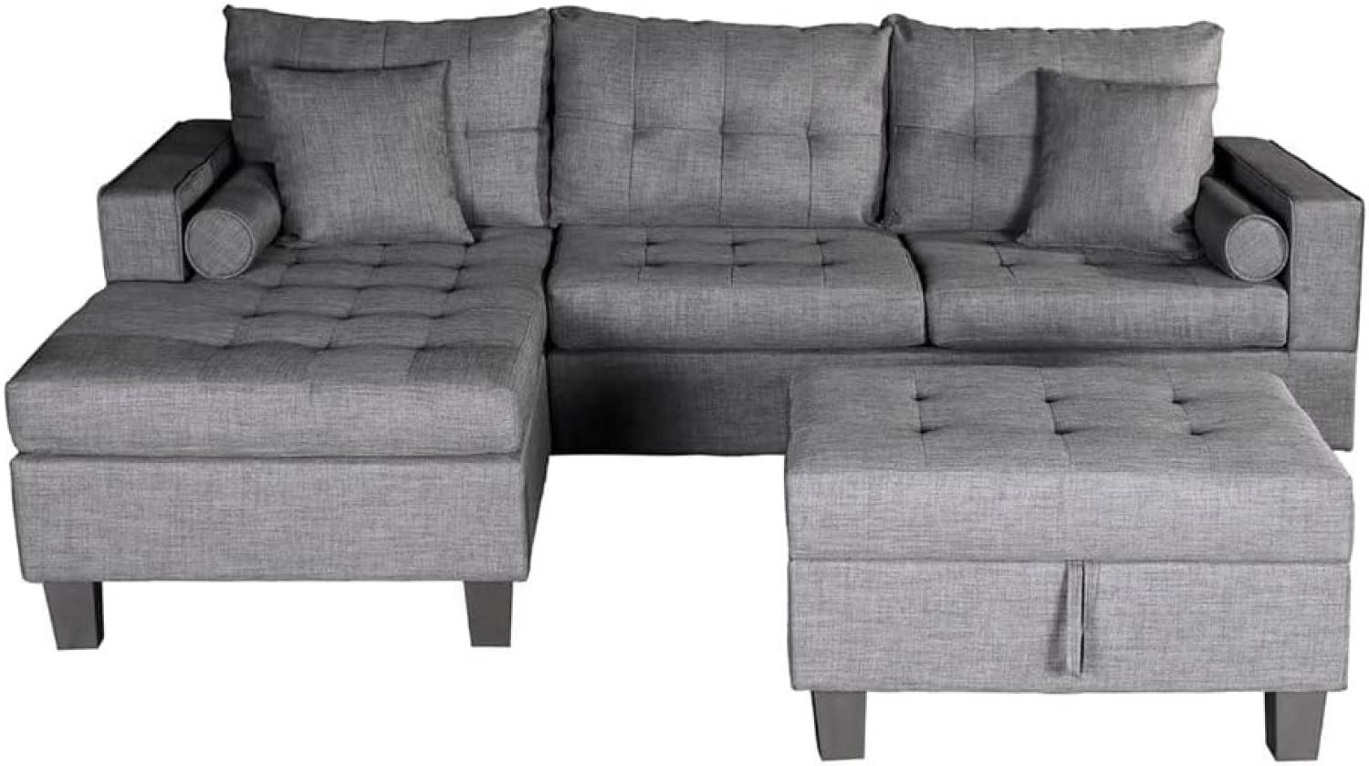 HOME DELUXE Sofa mit Récamiere ROM Grau Bild 1