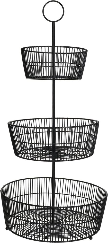 Etagere Gea 3-stöckig schwarz Metall H65cm groß Obstständer Deko Etagen modern Bild 1