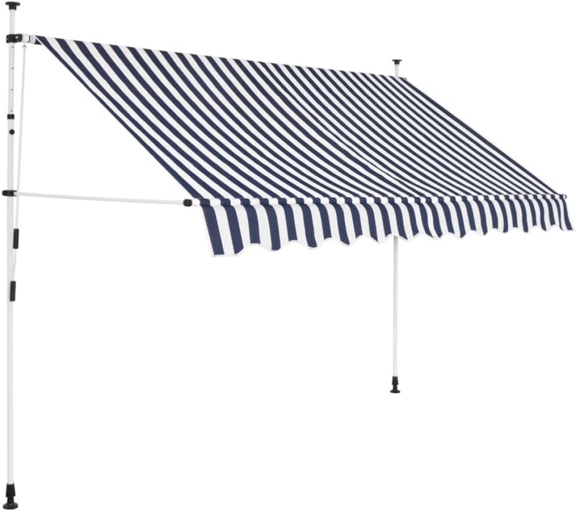 vidaXL Einziehbare Markise Handbetrieben 300 cm Blau/Weiß Gestreift 43222 Bild 1