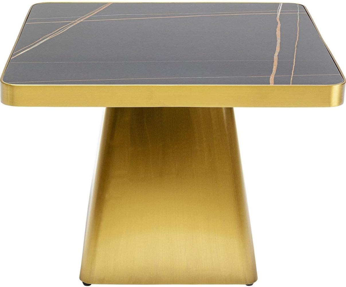 Kare Design Beistelltisch Miler, Gold/Schwarz, 60x60 cm (H/B), Wohnzimmertisch, Couchtisch, Beistellltisch mit Stahlsockel, Mineralmarmor Tischplatte Bild 1