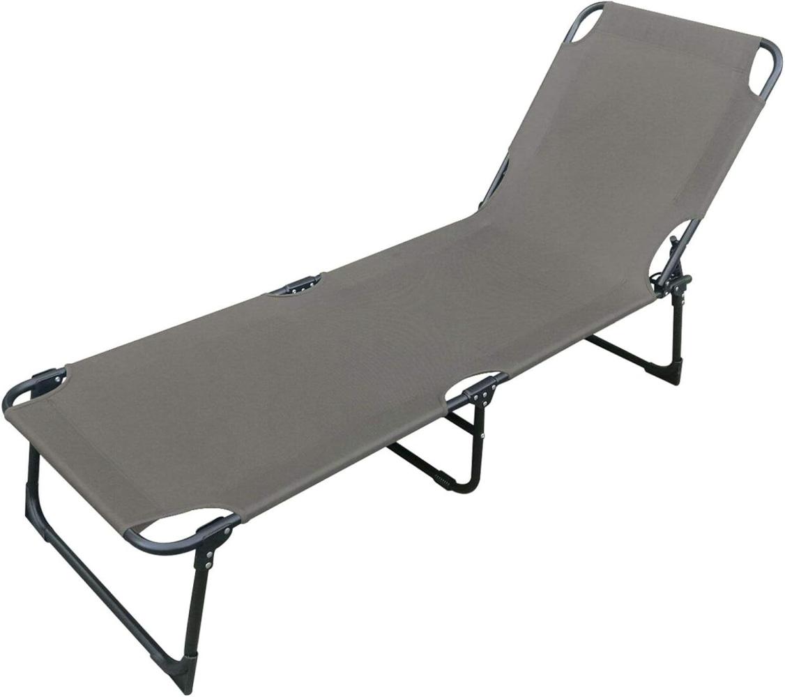 3-Bein Gartenliege Sonnenliege Strandliege Gartenmöbel Liegestuhl klappbar 188cm grau Bild 1