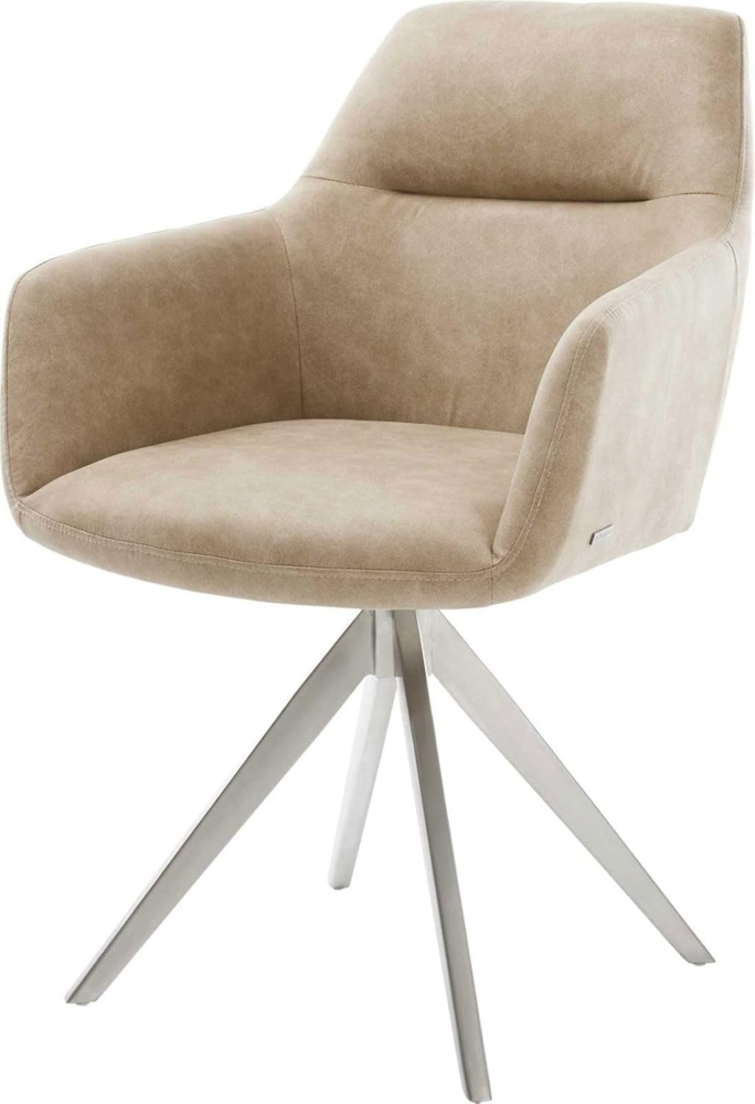 Drehstuhl Pejo-Flex Kreuzgestell kantig Edelstahl Vintage Beige Bild 1