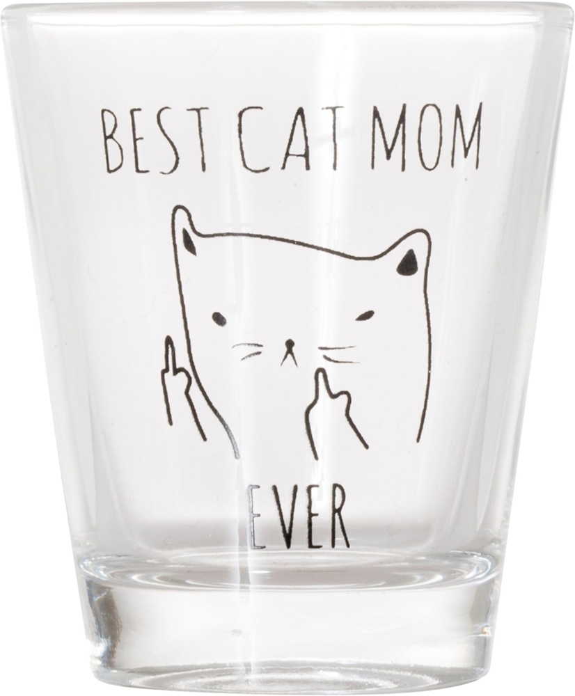 Best Cat Mom Ever Funny Cat Geschenke, Schnapsglas, Funny Mittelfinger Katze Shotglass 1. 5 oz farblos Bild 1