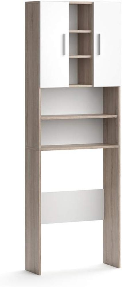 VICCO Waschmaschinenschrank LUIS 190x64cm Weiß Sonoma Badschrank Hochschrank Bild 1