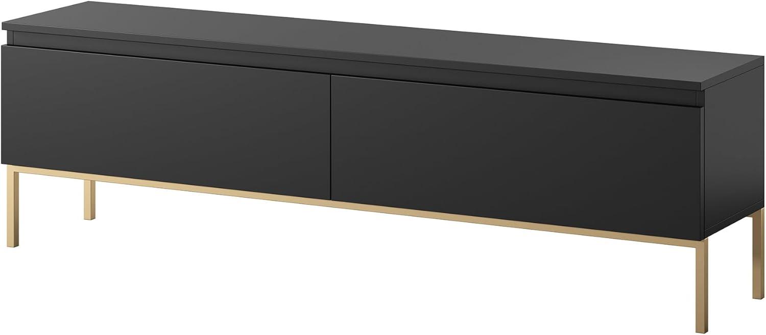 Selsey TV Schrank Board Sideboard Fernsehtisch Fernsehschrank Mit Schränken 150 cm Goldene Beine Schwarz Bemmi Bild 1