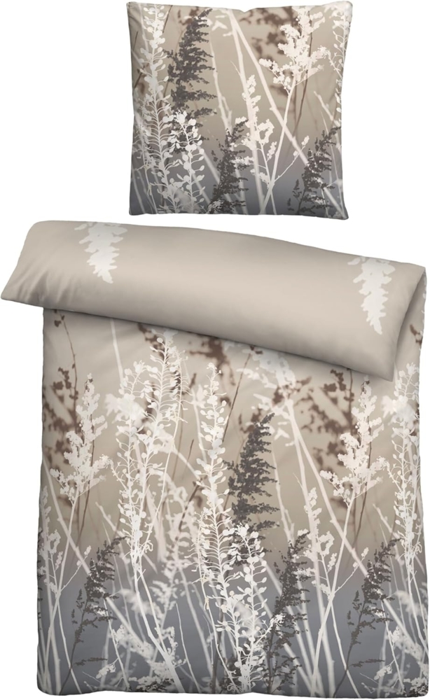 biberna Feinbiber Bettwäsche 0004103 GRÄSER, taupe, 1x 155x200 cm + 1x 80x80 cm Bild 1