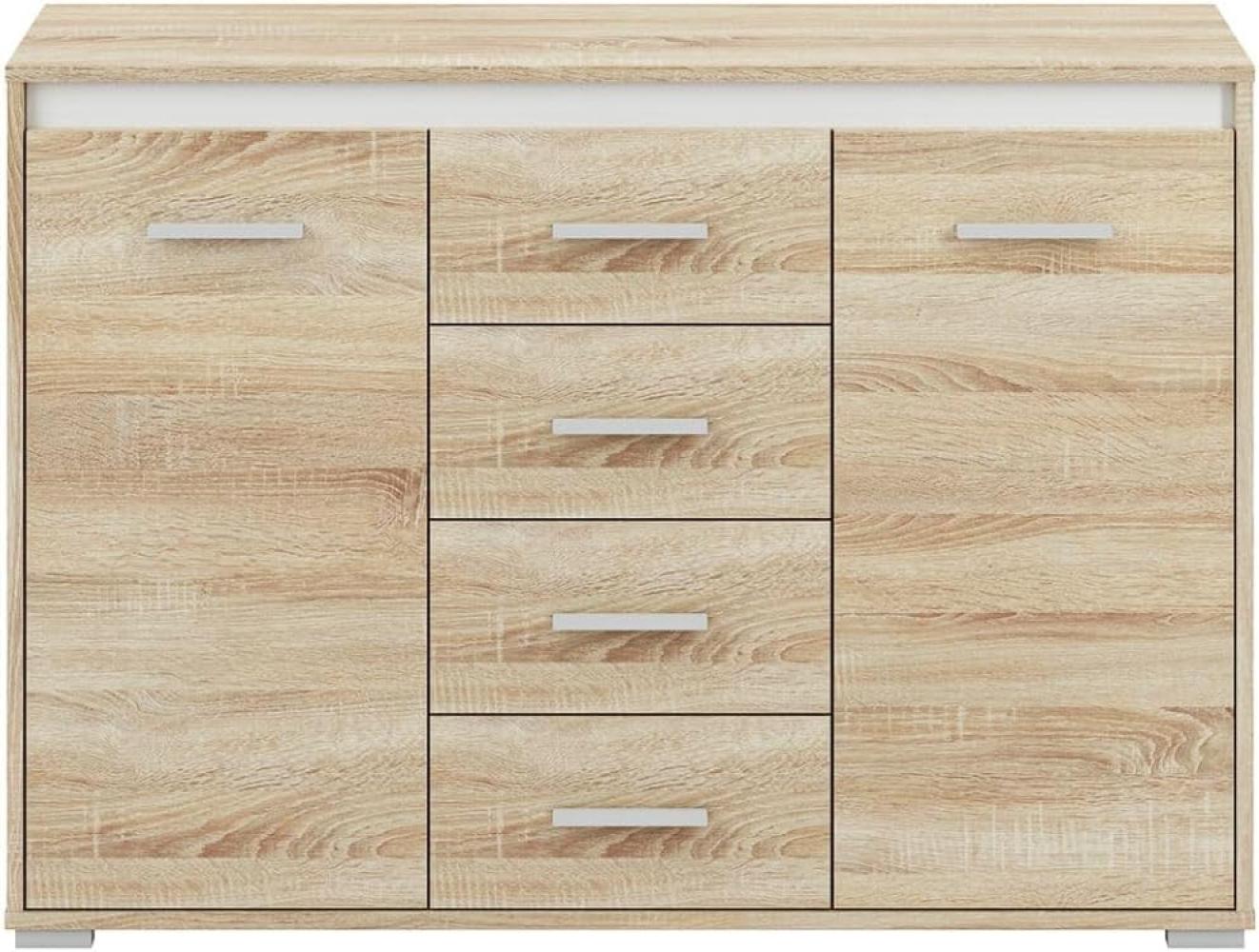 Kommode "Avo" Sideboard 120cm Sonoma Eiche weiß anthrazit Bild 1