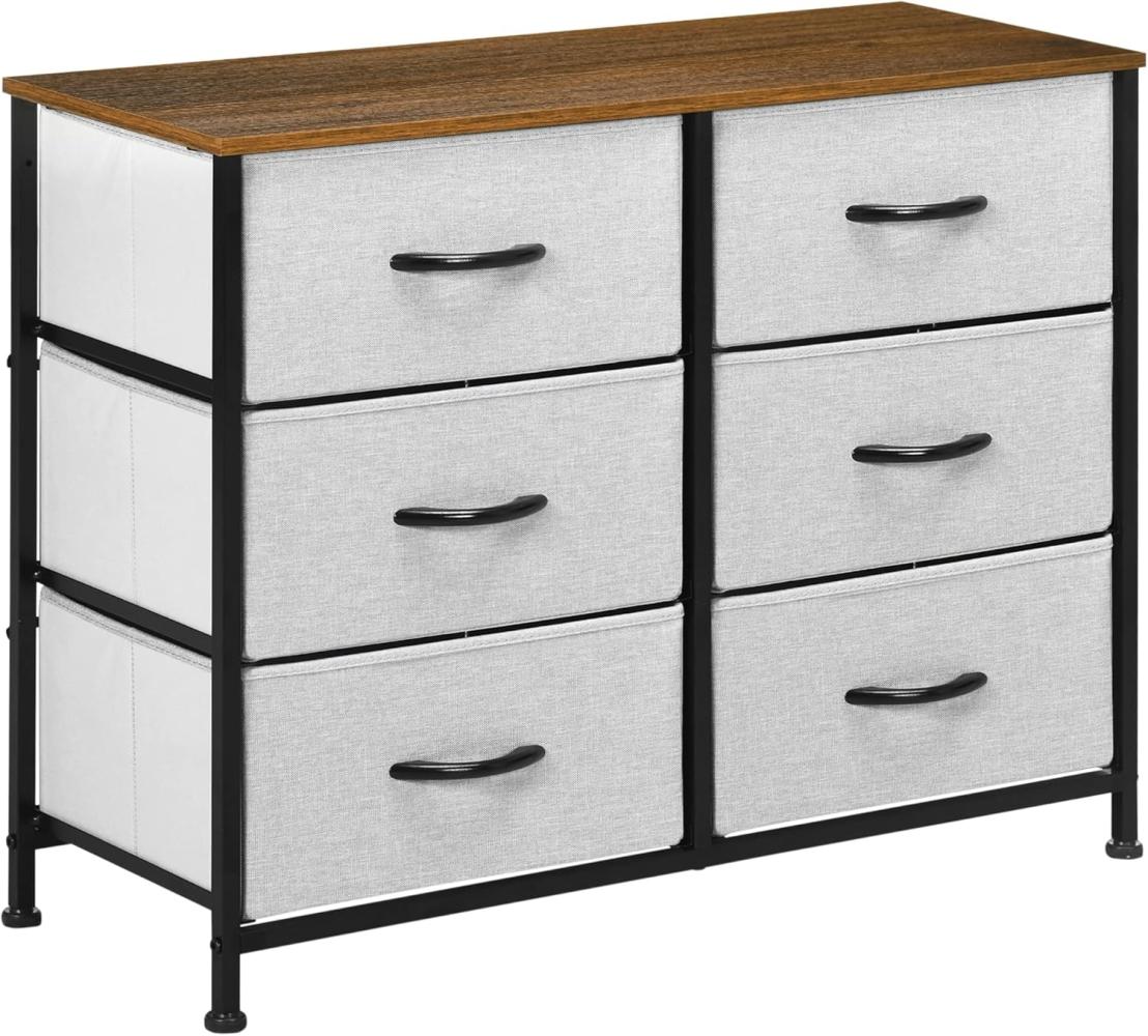 HOMCOM Kommode Sideboard mit 6 klappbaren Stoffschubladen, Schubladenschrank (Aufbewahrungsschrank, 1 St, Mehrzweckschrank), Grau 80 x 30 x 62,5 cm Bild 1