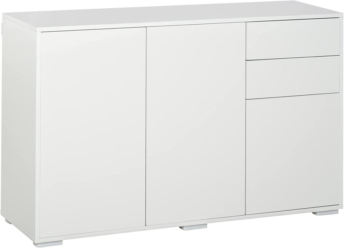 HOMCOM Standschrank Aufbewahrungsschrank Mehrzweckschrank Aktenschrank Kommode 2 Schublade 3 Türen E1 Spanplatte Weiß 117 x 36 x 74 cm Bild 1