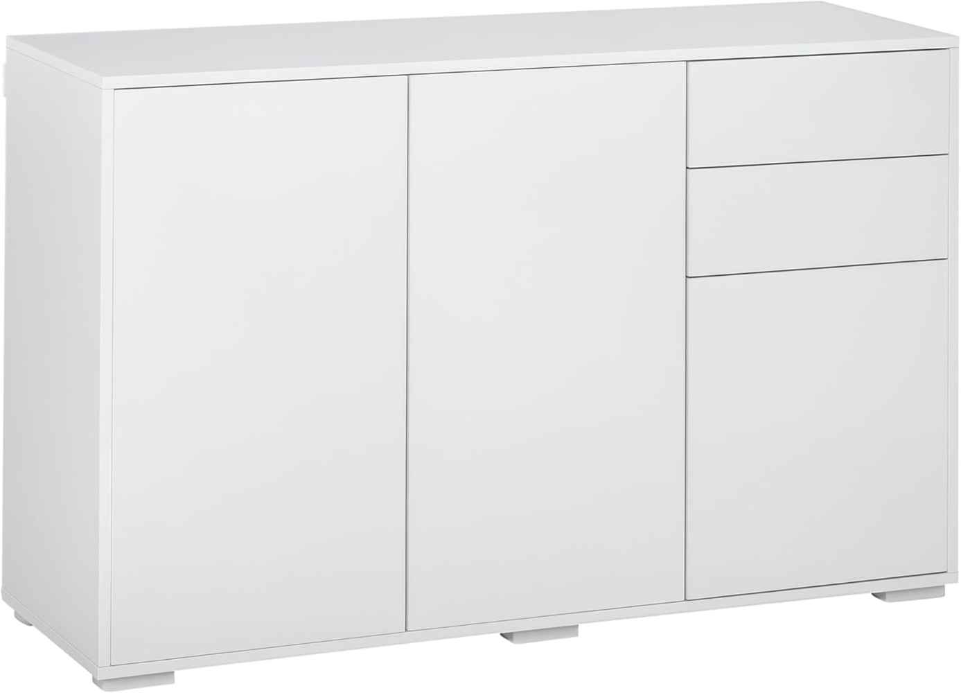 HOMCOM Standschrank Aufbewahrungsschrank Mehrzweckschrank Aktenschrank Kommode 2 Schublade 3 Türen E1 Spanplatte Weiß 117 x 36 x 74 cm Bild 1